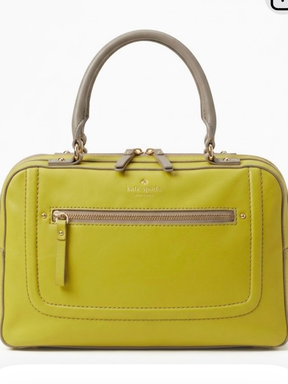 Kate Spade Chartreuse Lime Green Leather Satchel Top Handle Bag VGC